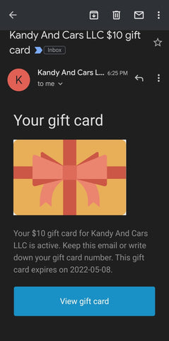 Kandy And Cars LLC Gift Cards